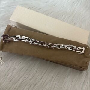 QVC Bronzo Italia Polished Rectangle Link Bracelet - White Bronze